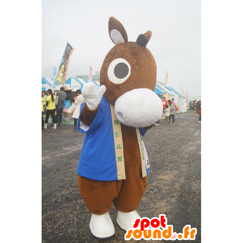 Mascot ezel, veulen, bruin en wit paard - MASFR25600 - Yuru-Chara Japanse Mascottes