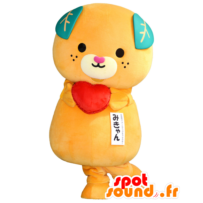 Mascota Mikyan, naranja peluche con hojas y un corazón - MASFR25601 - Yuru-Chara mascotas japonesas