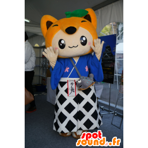 Mascotte de renard, de personnage japonnais, très coloré - MASFR25603 - Mascottes Yuru-Chara Japonaises