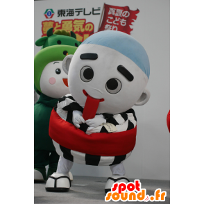Konyuudou-kun maskotti, mies ympärillä, valkoinen ja musta - MASFR25606 - Mascottes Yuru-Chara Japonaises