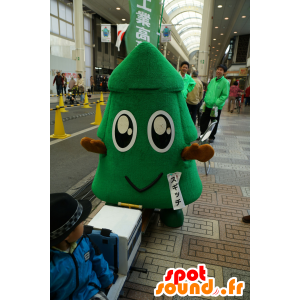Grøn gran maskot, kæmpe træ og smilende - Spotsound maskot