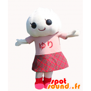 Mascotte de Yuri-neesan, lapin blanc, avec une jupe rose - MASFR25612 - Mascottes Yuru-Chara Japonaises