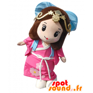Mascot Izumi-hime, chica asiática, vestida de rosa - MASFR25613 - Yuru-Chara mascotas japonesas