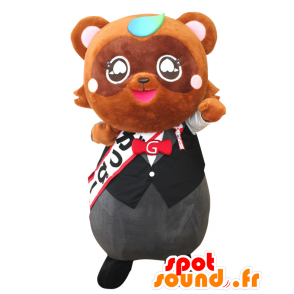 Maskot zlomený, hnědý medvídek oblečený elegantně konalo - MASFR25614 - Yuru-Chara japonské Maskoti