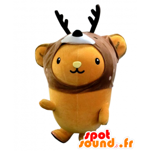 Mascotte de Kyun-chan, nounours orange, avec une tête de cerf - MASFR25617 - Mascottes Yuru-Chara Japonaises