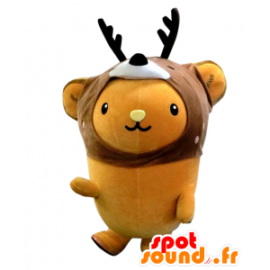 Kyun-chan maskot, orange nallebjörn, med hjorthuvud - Spotsound