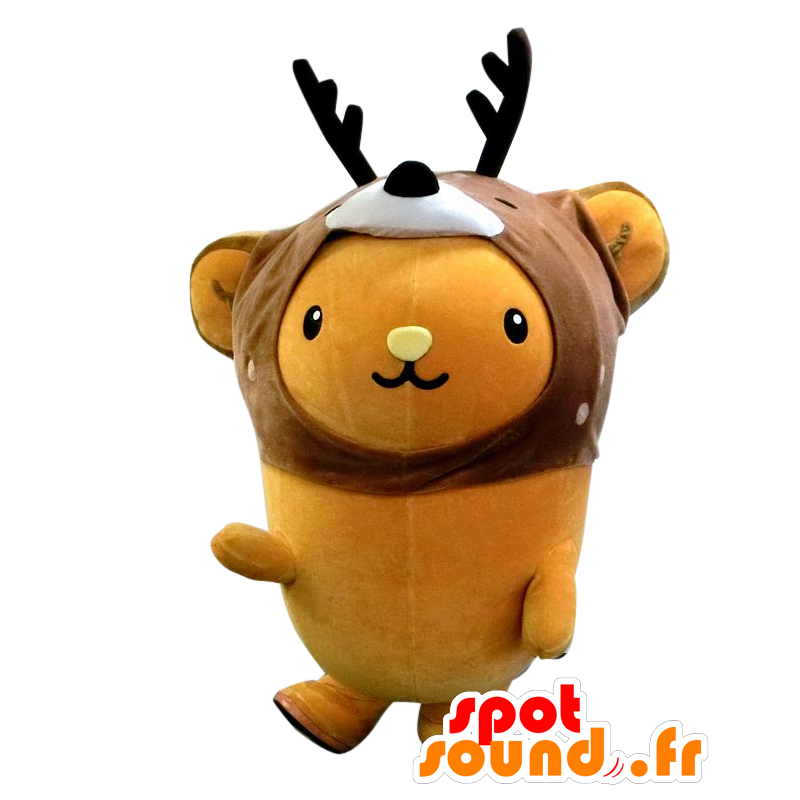 Kyun-chan Maskottchen, orange Teddybär mit einem Hirschkopf - MASFR25617 - Yuru-Chara japanischen Maskottchen