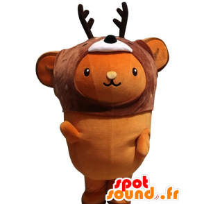 Kyun-chan Maskottchen, orange Teddybär mit einem Hirschkopf - MASFR25617 - Yuru-Chara japanischen Maskottchen