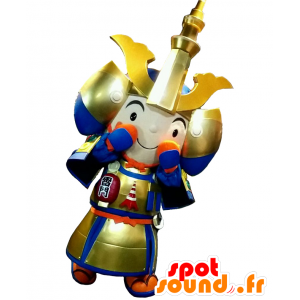 Samurai-kun Maskottchen Samurai mit einer goldenen Rüstung - MASFR25618 - Yuru-Chara japanischen Maskottchen