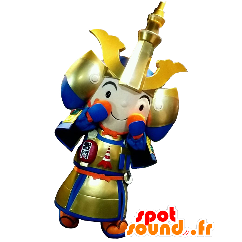 Samurai-kun samurai mascote com uma armadura dourada - MASFR25618 - Yuru-Chara Mascotes japoneses