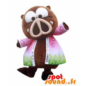 Kurotan mascotte, il cinghiale, cinghiale con accappatoio - MASFR25624 - Yuru-Chara mascotte giapponese