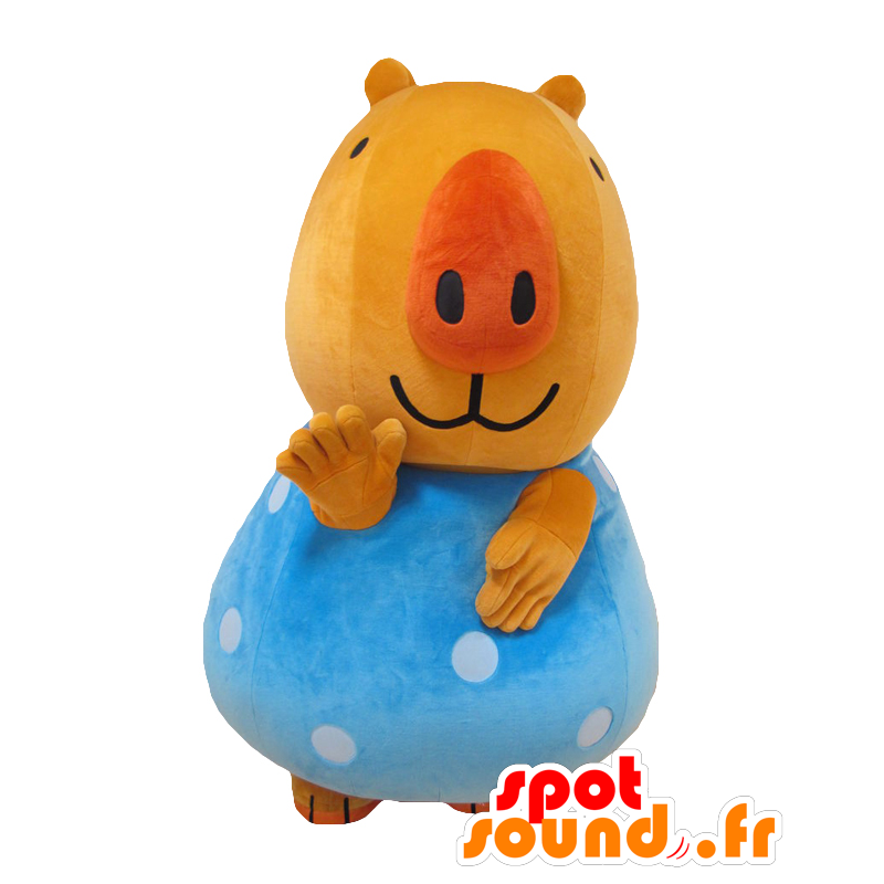 Mascotte de Rimumunn, cochon orange et bleu, dodu et drôle - MASFR25625 - Mascottes Yuru-Chara Japonaises