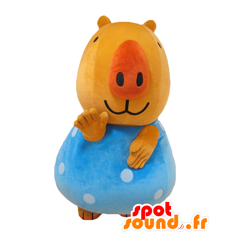 Rimumunn Maskottchen, orange und blau Schwein, prall und lustig - MASFR25625 - Yuru-Chara japanischen Maskottchen