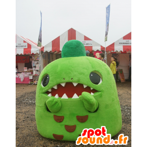Mascot Funemaru, grønt og brunt monster med tænder - Spotsound