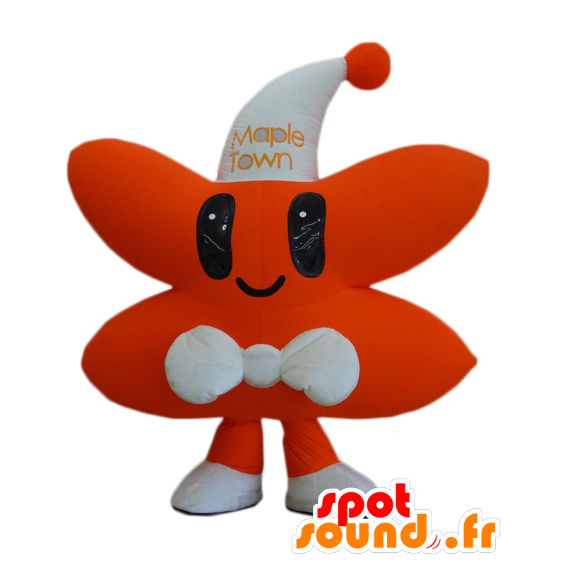 Maple-kun maskot, orange och vit stjärna, med en keps -
