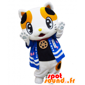 Garasuke Maskottchen, tricolor Katze, gekleidet in blau - MASFR25631 - Yuru-Chara japanischen Maskottchen