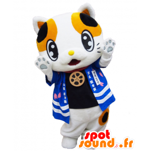 Mascot Garasuke, tricolor katt, kledd i blått - MASFR25631 - Yuru-Chara japanske Mascots