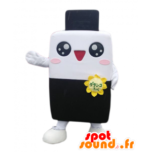 Mascotte de Granco-chan, de lit, noir et blanc, géant et souriant - MASFR25633 - Mascottes Yuru-Chara Japonaises