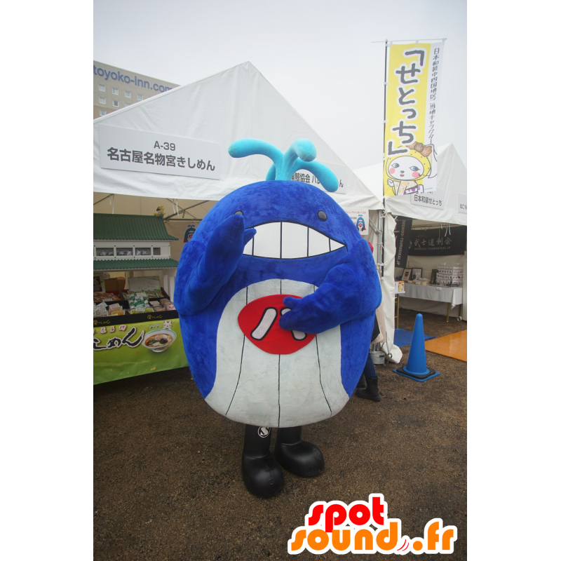 Mascotte blauwe en witte walvis, met een rode cape - MASFR25635 - Yuru-Chara Japanse Mascottes