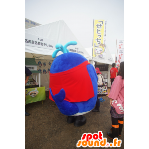 Mascotte de baleine bleue et blanche, avec une cape rouge - MASFR25635 - Mascottes Yuru-Chara Japonaises