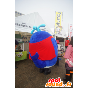 Mascot whale blue and white, with a red cape - MASFR25635 - Yuru-Chara Japanese mascots