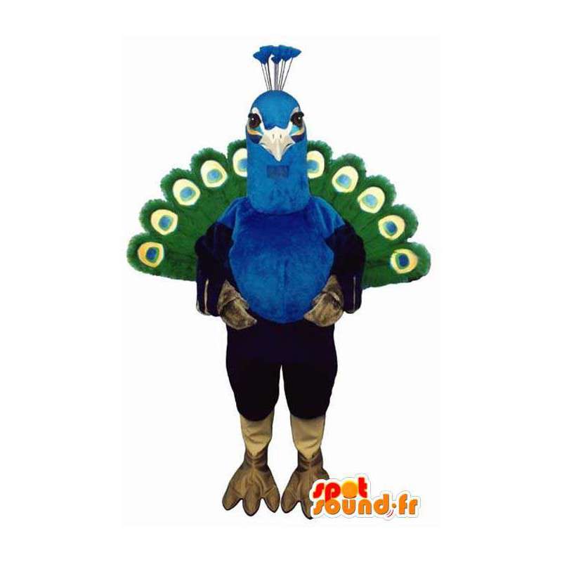 Påfugl maskot. Cartwheeling påfugl kostume - Spotsound maskot