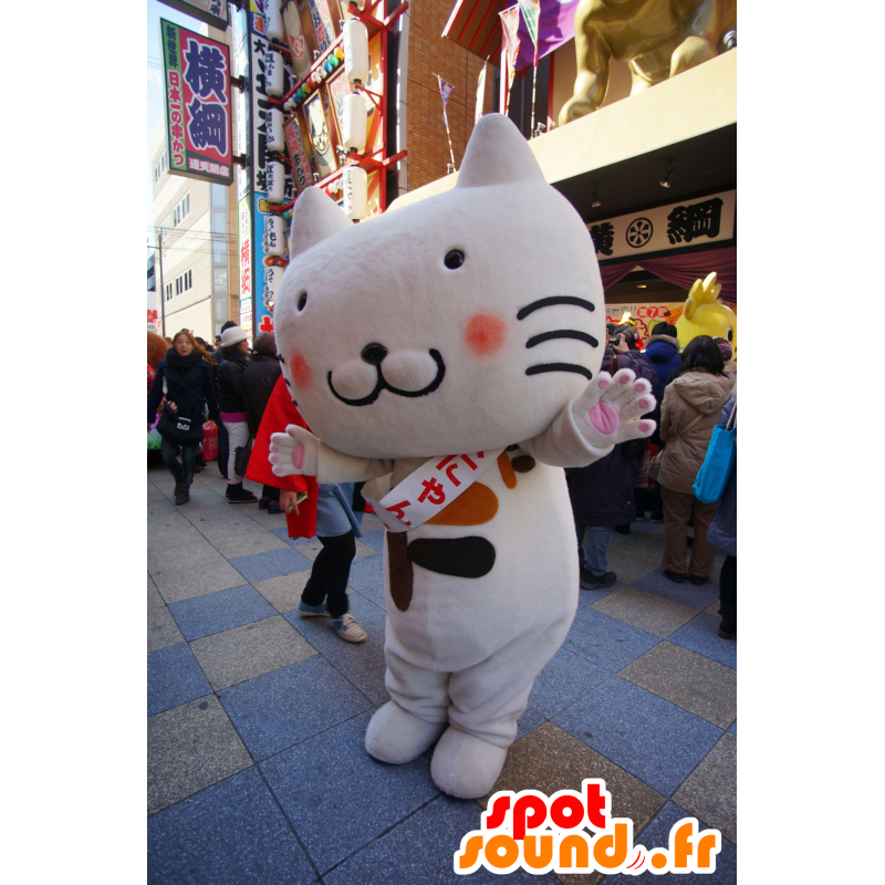 White cat mascot, giant cute - MASFR25637 - Yuru-Chara Japanese mascots