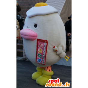 Mascota Tokitama, pájaro blanco, polluelo, con un huevo frito - MASFR25638 - Yuru-Chara mascotas japonesas