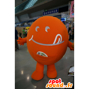 Mascotte de gros bonhomme orange, tout rond, tirant la langue - MASFR25639 - Mascottes Yuru-Chara Japonaises