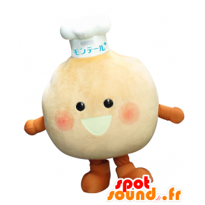 Mascotte de Cream Puff-kun, bonhomme rose, avec une toque - MASFR25643 - Mascottes Yuru-Chara Japonaises