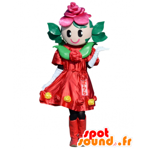 Mascot Barara-chan, bloem, groen roze, rood en roze - MASFR25644 - Yuru-Chara Japanse Mascottes