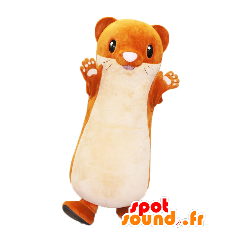 Mascotte de Tacchi-kun, fouine, furet orange et blanc, réaliste - MASFR25647 - Mascottes Yuru-Chara Japonaises