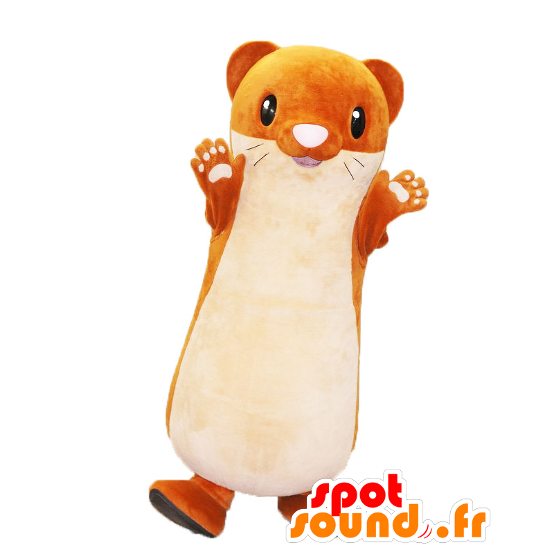 Mascot Tacchi-kun, væsel, orange og hvid ilder, realistisk -