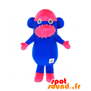 Mascotte de Mendokushe Ono-kun, ours en peluche, bleu et rose - MASFR25648 - Mascottes Yuru-Chara Japonaises