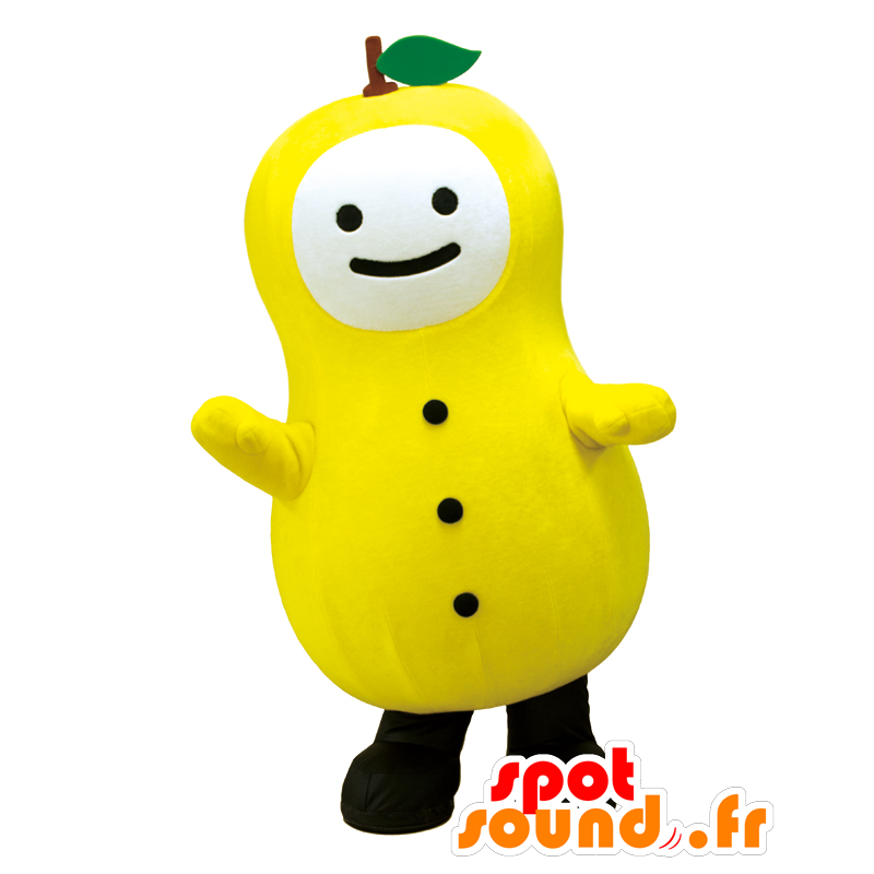 Mascotte d'Yuzumo, bonhomme jaune et blanc, de fruit, de poire - MASFR25649 - Mascottes Yuru-Chara Japonaises