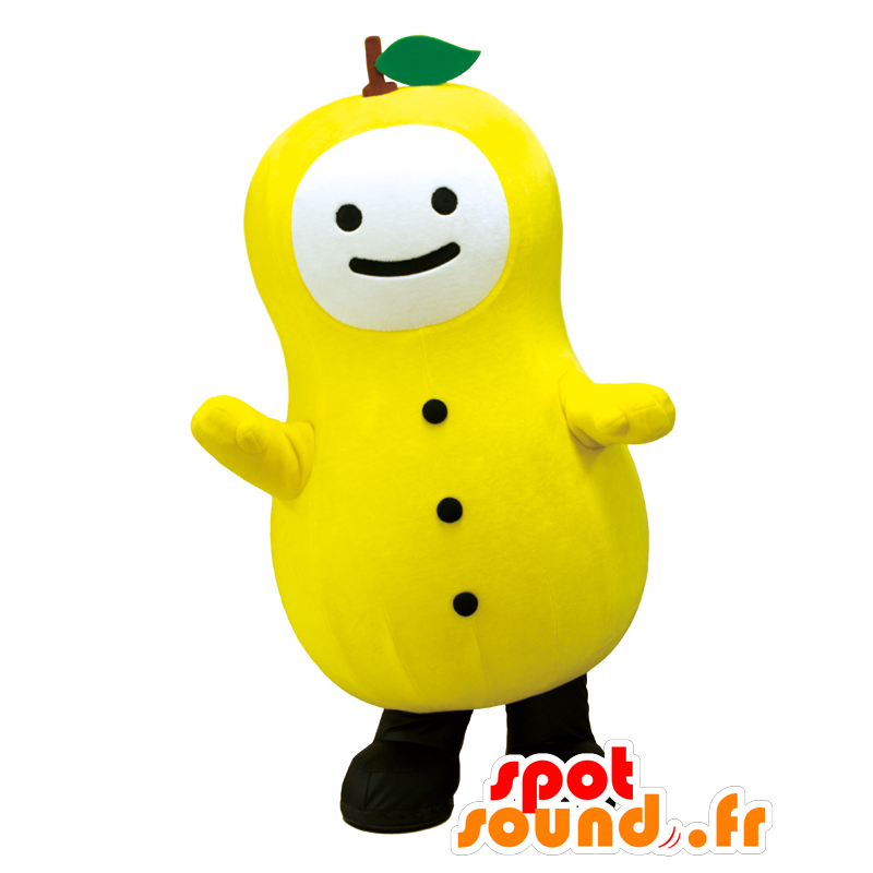 Yuzumo mascotte, giallo e bianco uomo, frutta, pera - MASFR25649 - Yuru-Chara mascotte giapponese
