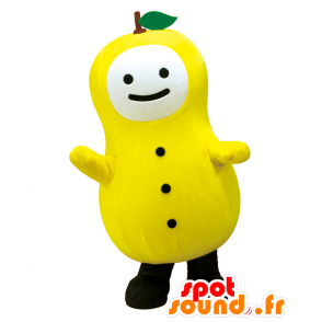 Mascotte d'Yuzumo, bonhomme jaune et blanc, de fruit, de poire - MASFR25649 - Mascottes Yuru-Chara Japonaises