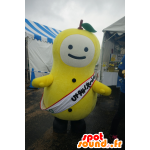 Mascot Yuzumo, keltainen ja valkoinen mies, hedelmiä, päärynä - MASFR25649 - Mascottes Yuru-Chara Japonaises