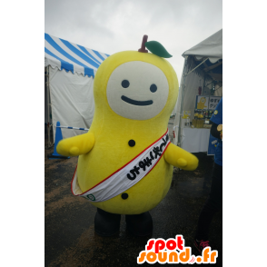 Yuzumo mascotte, giallo e bianco uomo, frutta, pera - MASFR25649 - Yuru-Chara mascotte giapponese