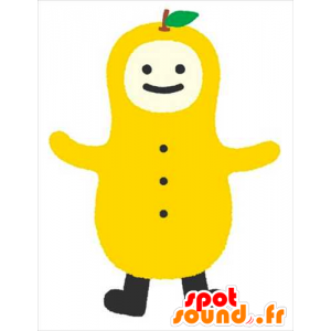 Mascotte d'Yuzumo, bonhomme jaune et blanc, de fruit, de poire - MASFR25649 - Mascottes Yuru-Chara Japonaises