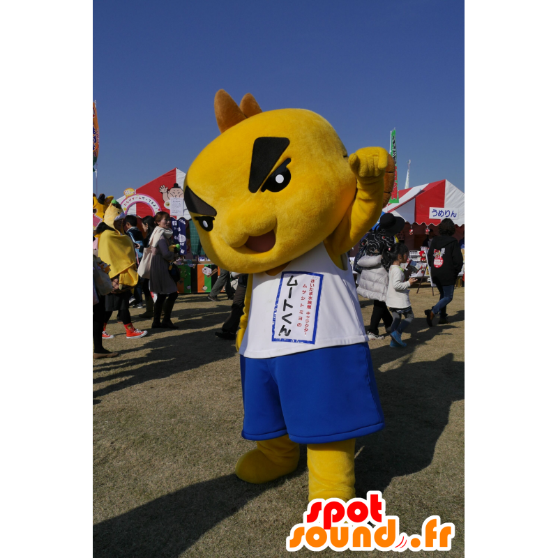 Mascote do boneco de neve amarelo, engraçado, colorido e intimidante - MASFR25650 - Yuru-Chara Mascotes japoneses
