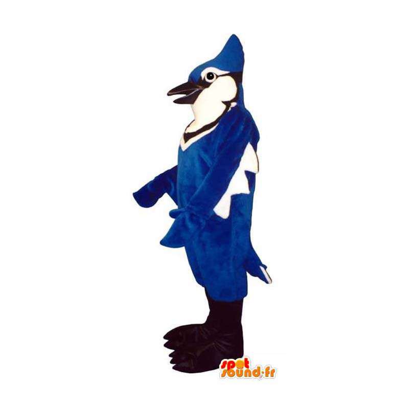 Mascot blauwe vlaamse gaai, blauwe en witte vogel. Costume Jay - MASFR006811 - Mascot vogels