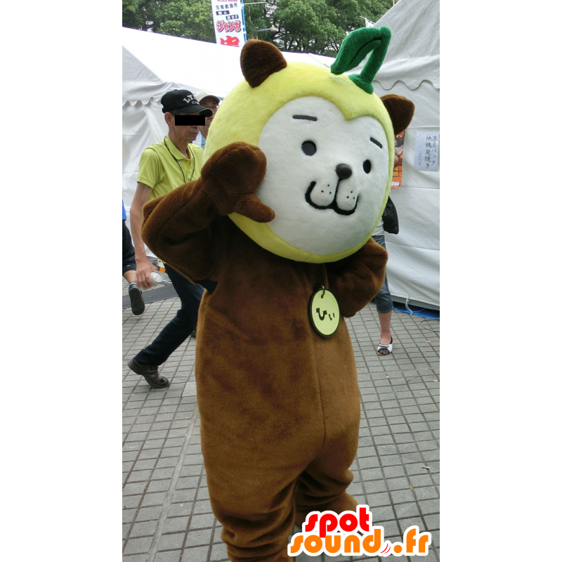 Miyazaki Hyi kun mascotte, cane marrone con un osso - MASFR25651 - Yuru-Chara mascotte giapponese