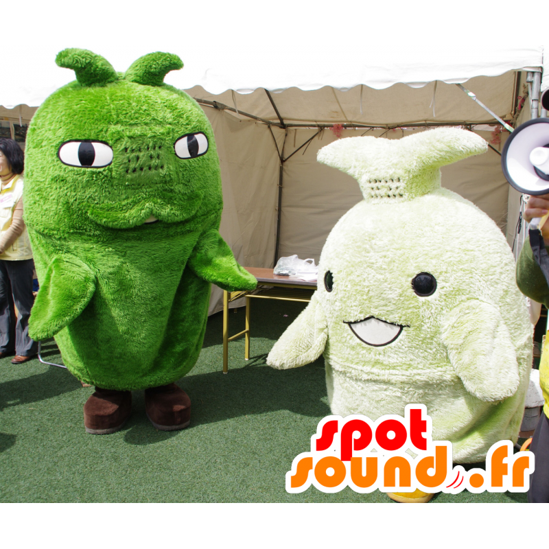 2 mascotte verde, pupazzi di neve, pesce - MASFR25654 - Yuru-Chara mascotte giapponese