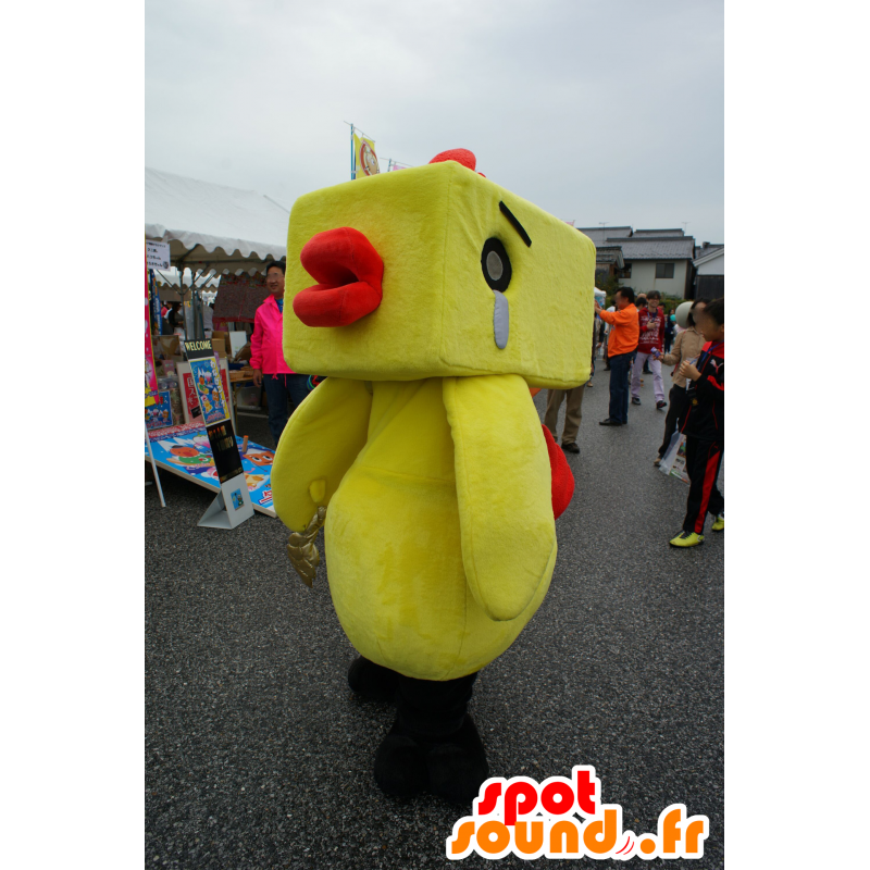 Mascot Ebechun, keltainen ja punainen kukko itku - MASFR25655 - Mascottes Yuru-Chara Japonaises
