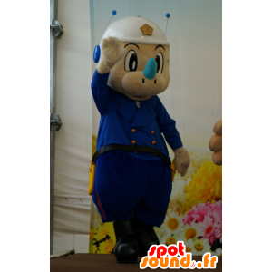 Neshorn maskot politiet i blå uniformer - MASFR25657 - Yuru-Chara japanske Mascots