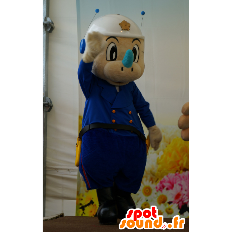 Nashorn-Maskottchen, die Polizei in blauen Uniformen - MASFR25657 - Yuru-Chara japanischen Maskottchen