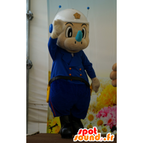 Mascotte de rhinocéros, en uniforme bleu de policier - MASFR25657 - Mascottes Yuru-Chara Japonaises