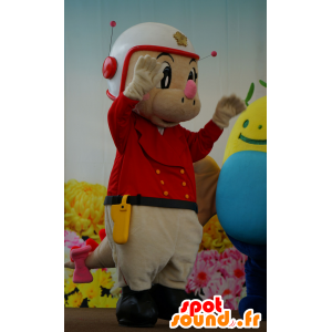 Neshorn maskot i politiet rød uniform - MASFR25658 - Yuru-Chara japanske Mascots