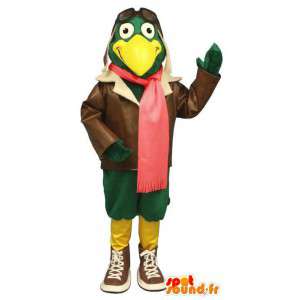 Uccello verde mascotte detenzione aviatore - MASFR006812 - Mascotte degli uccelli